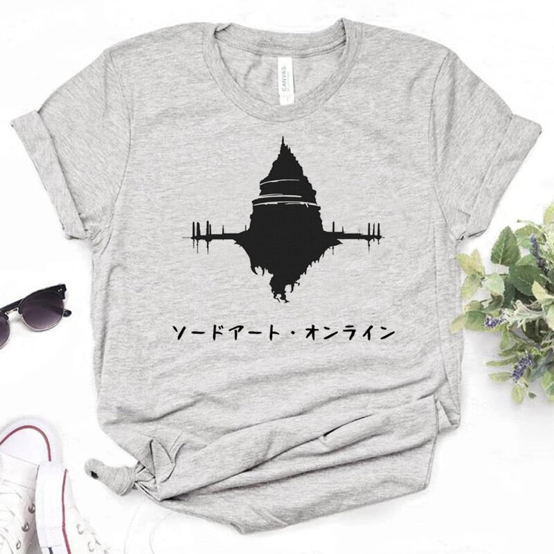 소드 아트 온라인 티셔츠, 일본 애니메이션 재미있는 티셔츠, 소녀 y2k 재미있는 하라주쿠 의류
