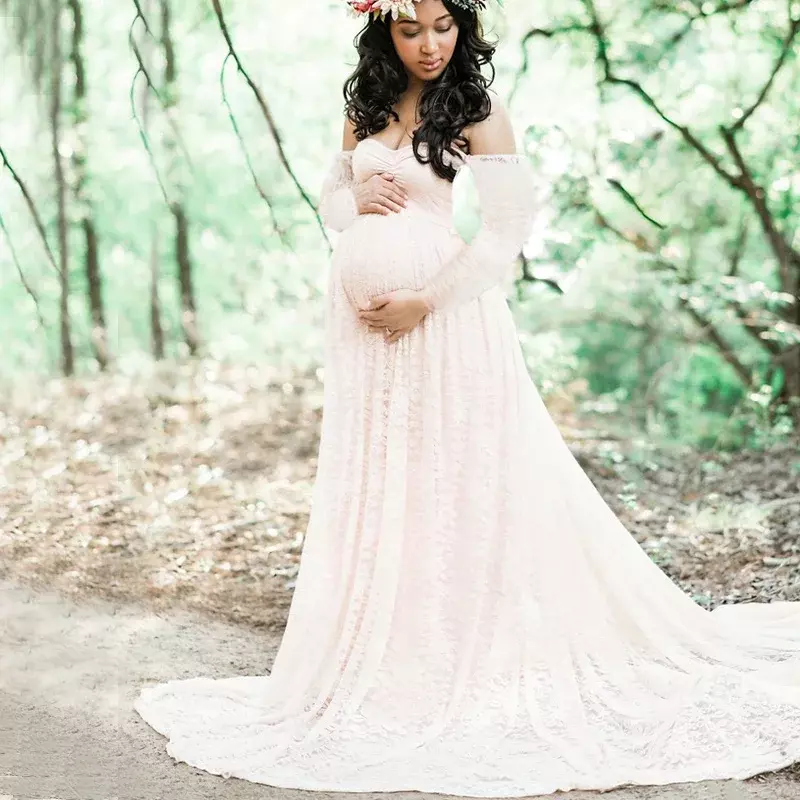 Envsoll Spitze Maxi kleid Mutterschaft Fotografie Requisiten Schwangerschaft Kleid es für Fotoshooting schwangere Frauen