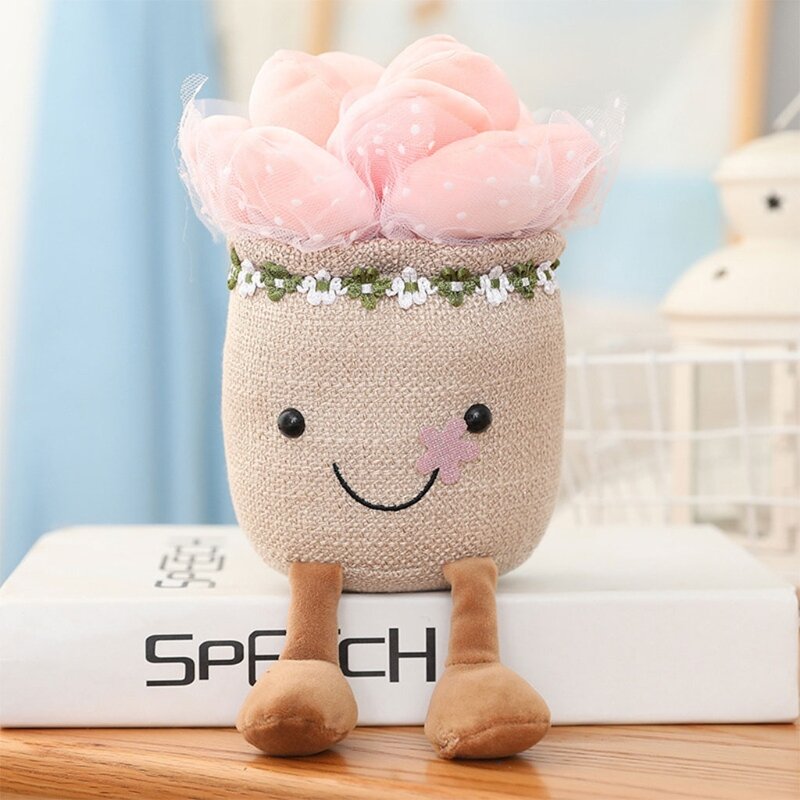 127D Novelty Cartoon Potted for Doll Succulent Plants Hug Plush Pillow Home Orna
