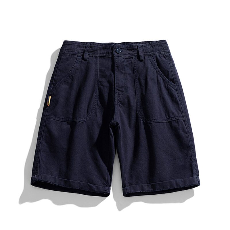 Celana pendek Safari selutut untuk pria, celana pendek Safari kasual warna polos tipis bersirkulasi, celana overall longgar gaya Jepang untuk pria musim panas