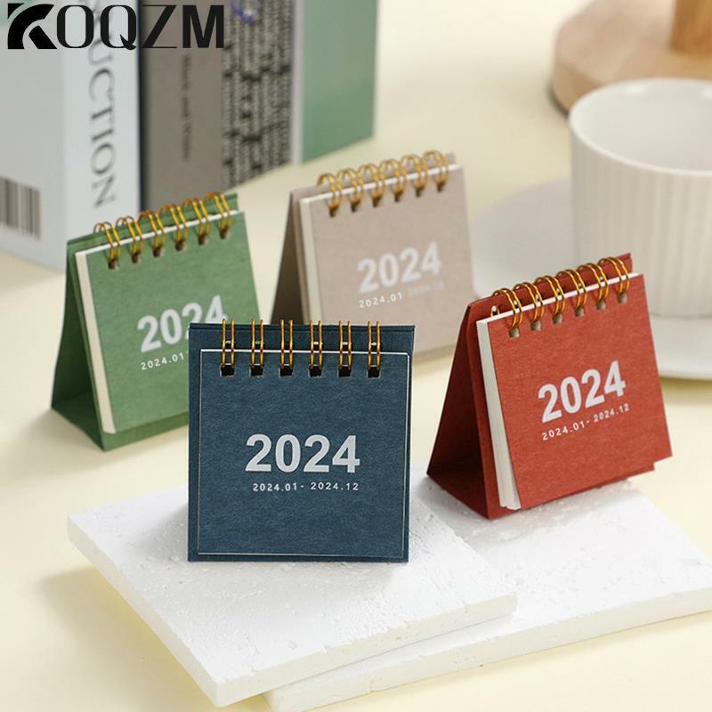 Erfrischende einfache einfarbige 2024 Mini tragbare Desktop-Papier kalender kreative Tischs pule Kalender Büro Schreibtisch Dekoration