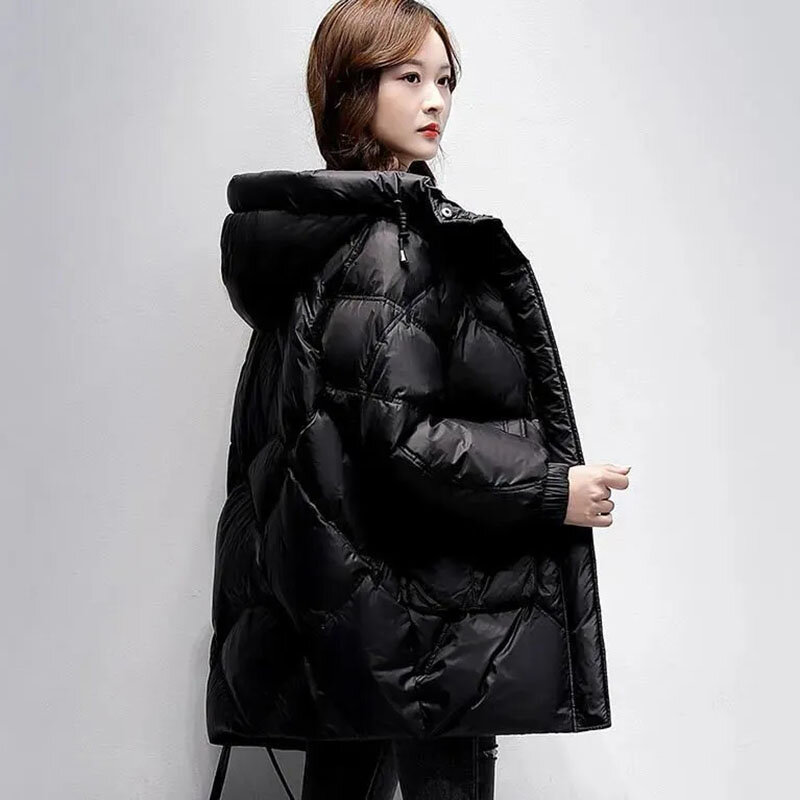 Abrigo acolchado de algodón para mujer, Chaqueta larga de alta calidad coreana, gruesa, cálida, con capucha, informal