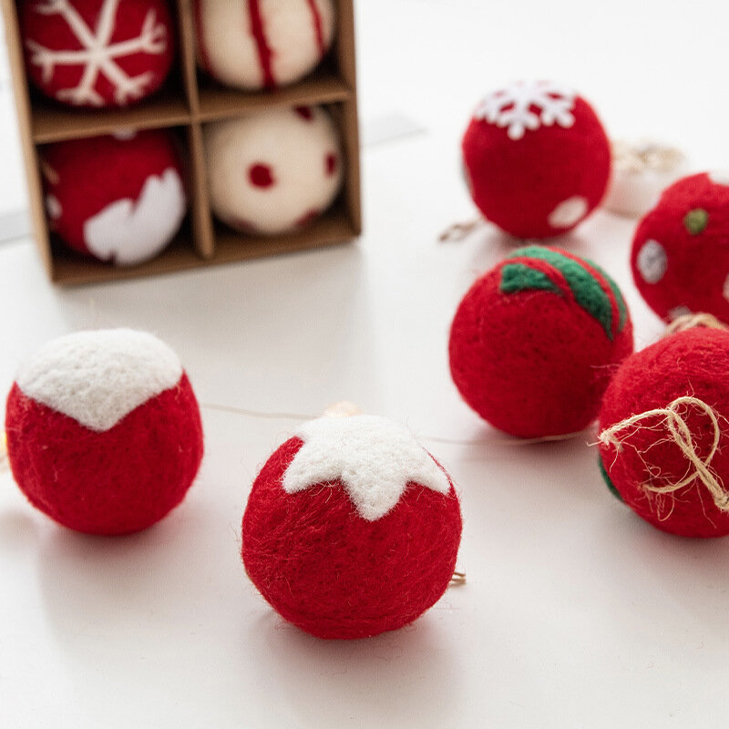 Feltro di lana fiocco di neve palla di babbo natale sacchetto regalo decorazione albero di natale ciondolo decorazioni natalizie