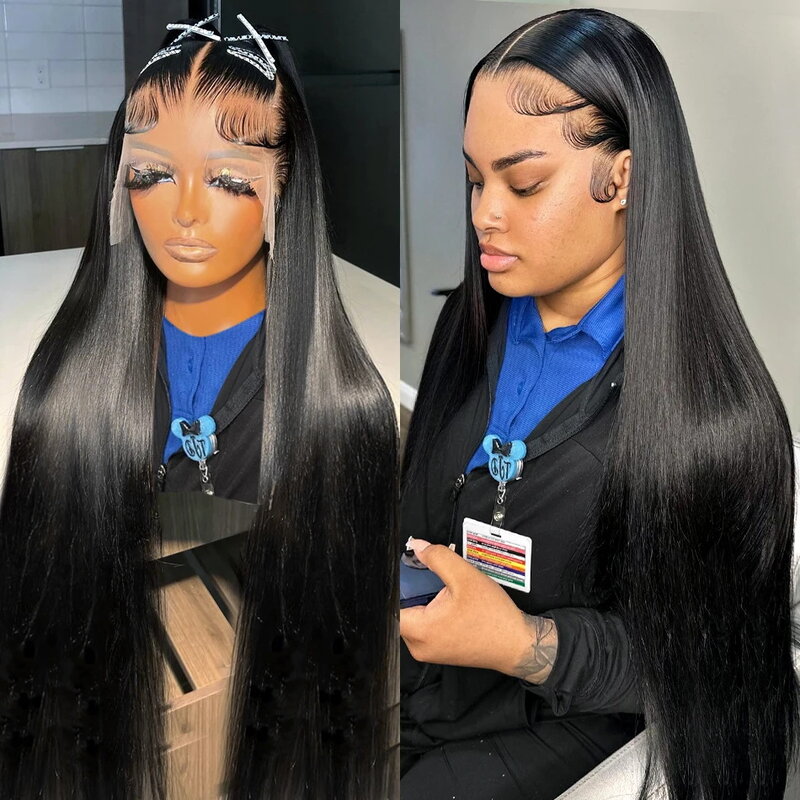 Straight Glueless Wig Lace Front Human Hair Ready To Wear And Go Preplucked For Women 36Inch Brazilian 13x6 Hd Lace Frontal Wigs