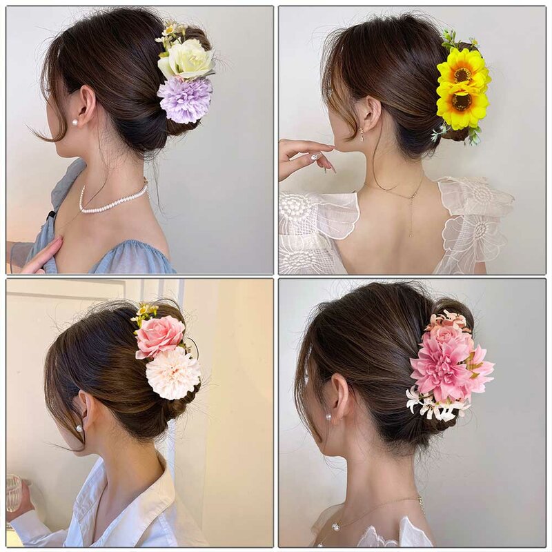 Haimeikang pinza de pelo de flores de gran tamaño para mujer, pinzas para el pelo, cangrejo para cabello grueso, pasadores, horquillas, accesorios para el cabello de moda de verano