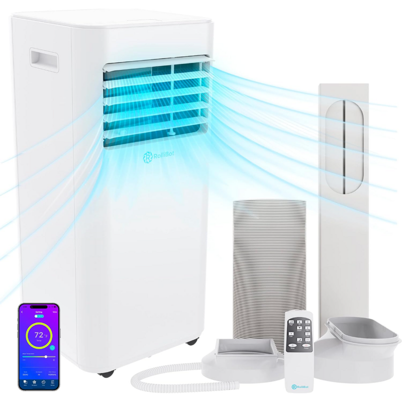 Alexa-fähige tragbare Klimaanlage für Räume mit bis zu 450 m²-10.000 BTU 4-in-1-Smart-AC-Einheit mit Dualband-WLAN und App