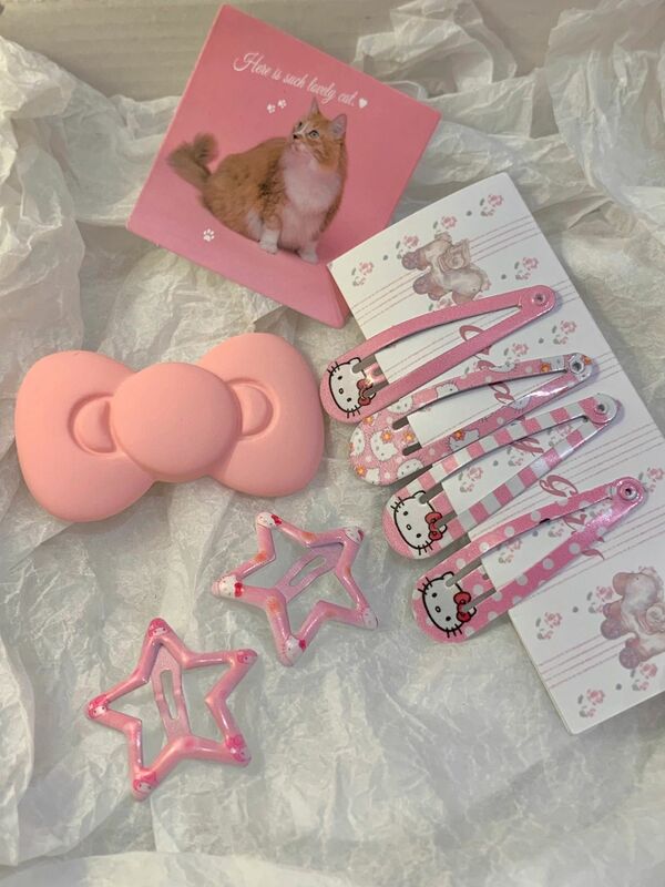 Kawaii Hello Kitty Pink Bb Clip Collection My Melody, horquillas con forma de niño, accesorios para el cabello de moda, regalo para niños
