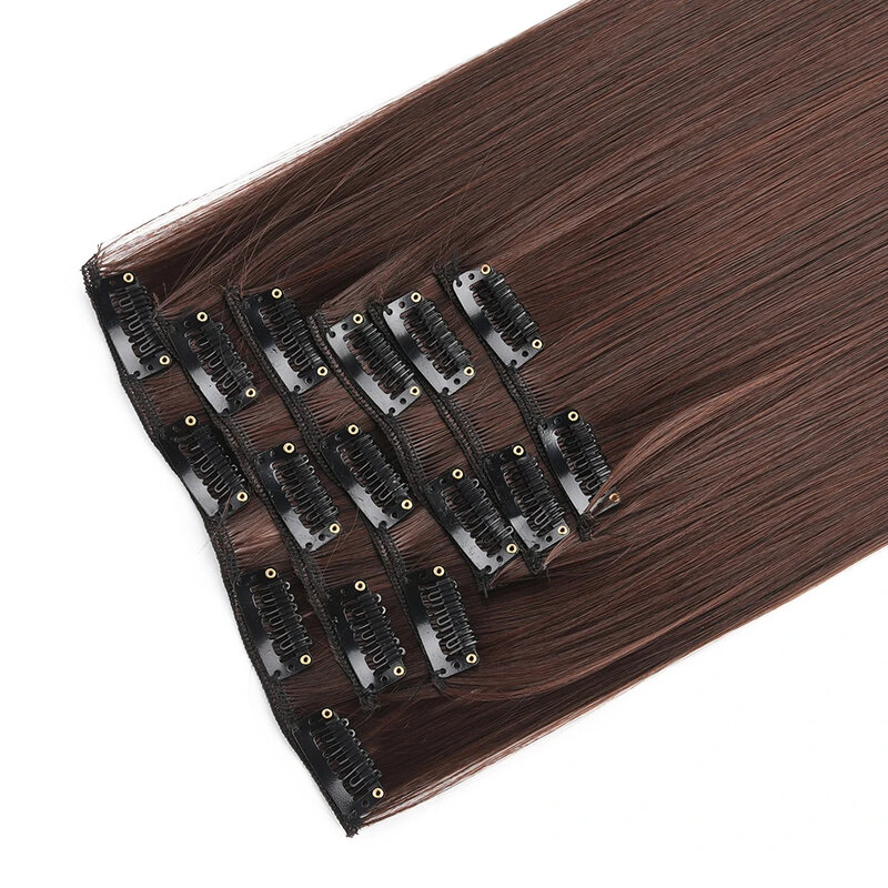 Extensiones de cabello sin enredos para mujer, 6 piezas, 24 pulgadas, Invisible, Natural, liso, sin costuras