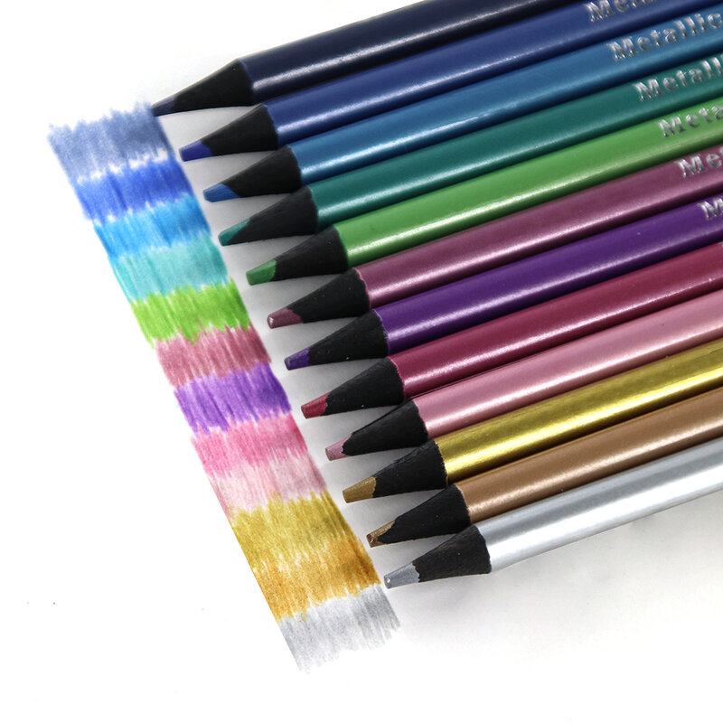 Conjunto de Lápis Brutfuner Drawing and Sketch, Macaron Pastel, Lápis Colorido Metálico, Art Supplies para Colorir Lápis, 12 e 12 cores, 4H-14B