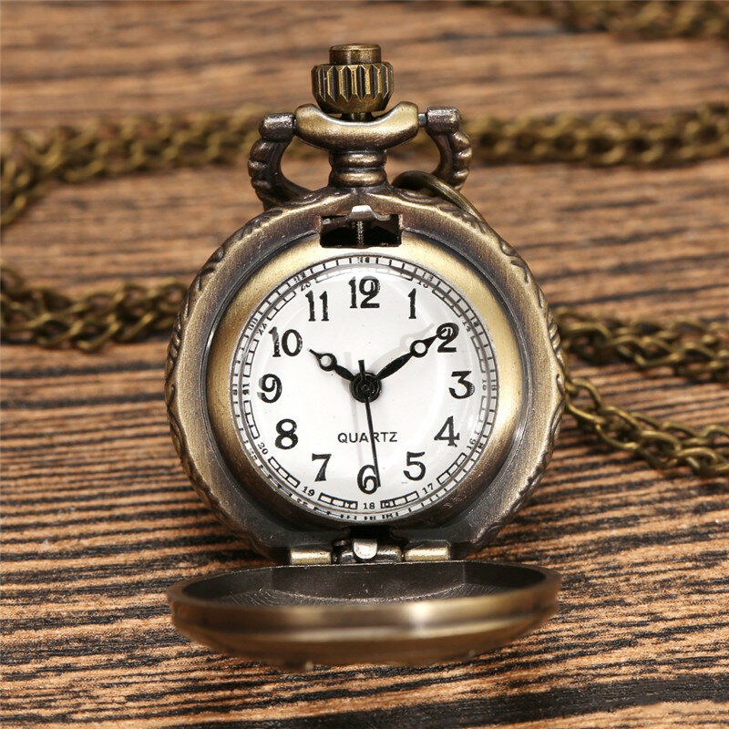 Reloj de bolsillo de tamaño pequeño con diseño de búho para niños, relojes analógicos de cuarzo Unisex con cadena de collar, regalo coleccionable