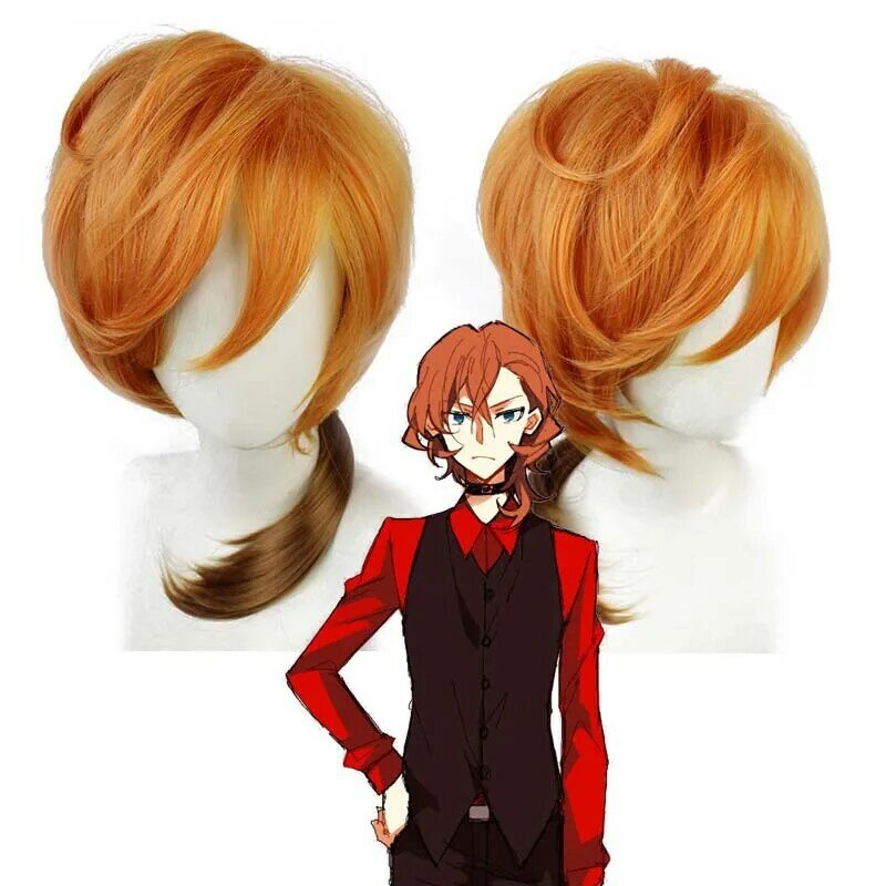 Pelucas de Cosplay de Anime naranja para adultos, Periwig japonés de Anime, simulan el pelo, tocado de peinado Kawaii, accesorios de disfraz de Halloween