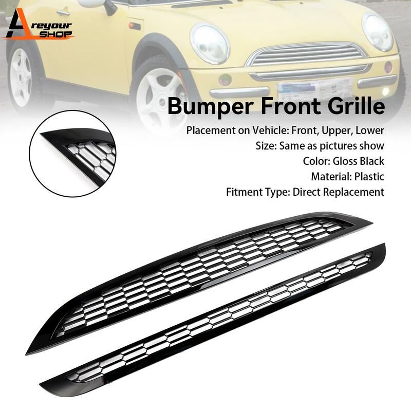 Areyourshop-Honeycomb Mesh Front Grill, Racing Radiator Grille, pára-choques para Mini Cooper R50, R52, R53, 2002-2006, 2 peças