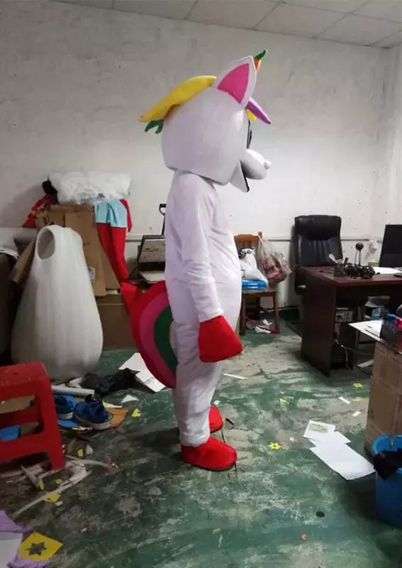 Cosplay corno d'oro unicorno personaggio dei cartoni animati costume mascotte Costume cerimonia pubblicitaria Fancy Dress Party Animal carnival puntelli