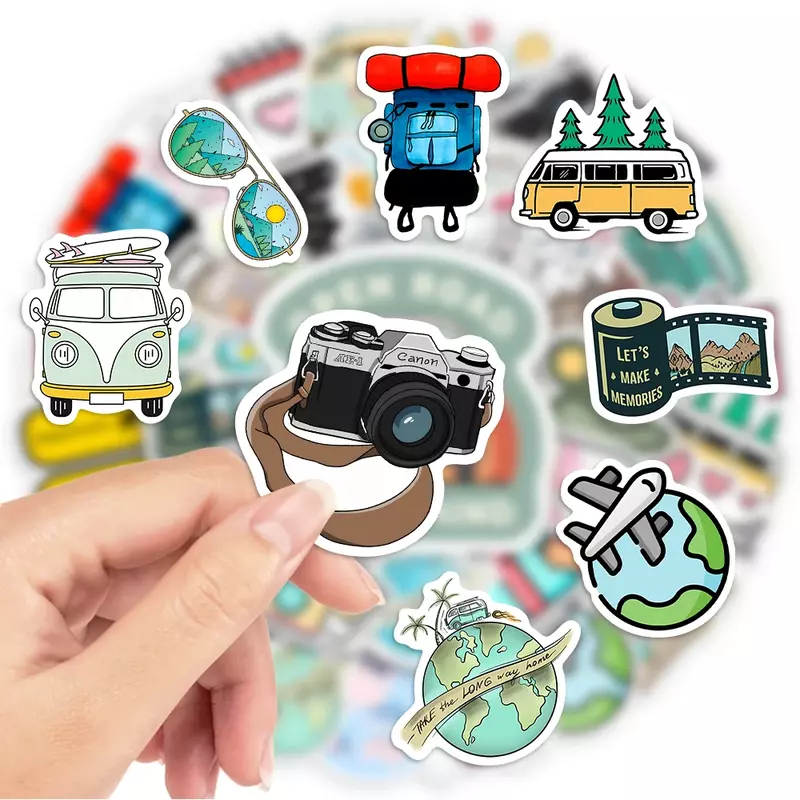 Cute Cartoon World Travel Stickers DIY Toy Gift Decorative Graffiti Decal for Phone Luggage Laptop Bottles Scrapbook Waterproof