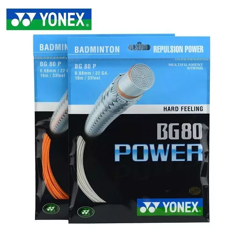 YONEX-Cuerda de raqueta de bádminton BG80 Power (0,68mm), resistencia, alta elasticidad, entrenamiento profesional, competición, cuerda de Bádminton