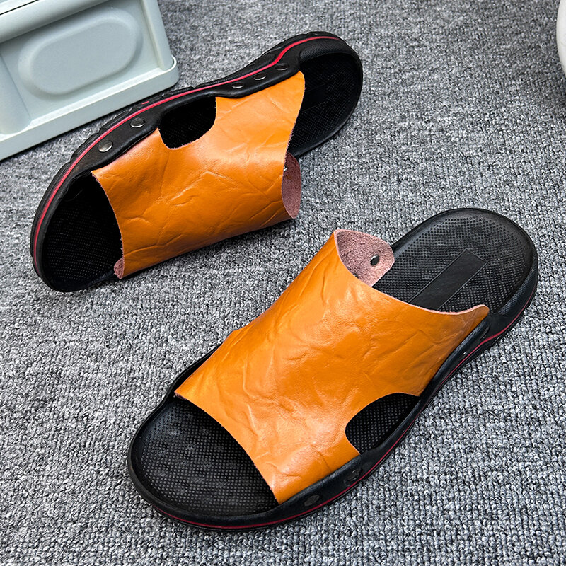 Sandálias elegantes e modernas para homens, saltos planos confortáveis, sapatos de praia casuais, várias cores para escolher, verão