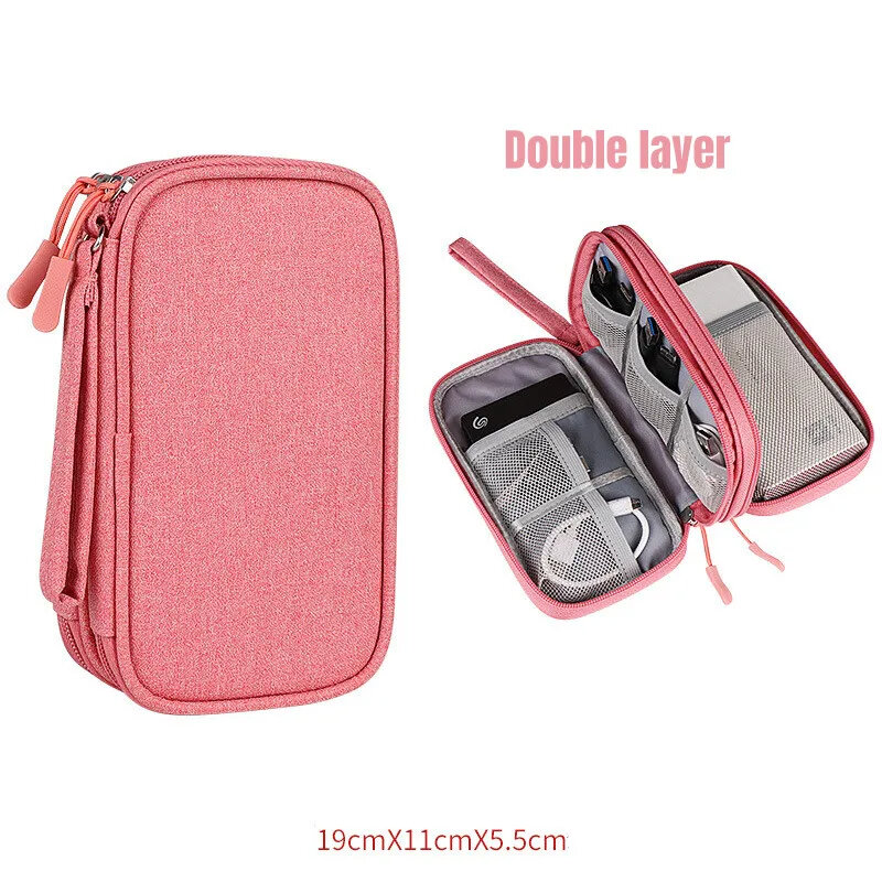 NEW Travel Organizer Bag Cable Storage Organizers Pouch Carry Case Portable Waterproof Double Layers Storage Bags For Cable Cord
