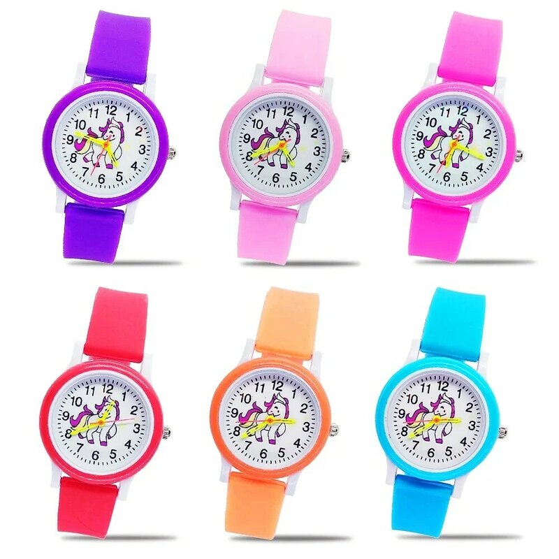 Relógio infantil lindo pony 3d, para meninos e meninas, presente para estudantes, de quartzo
