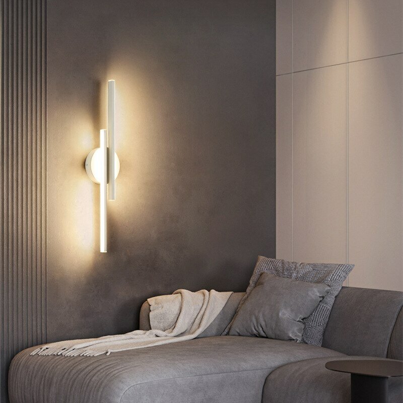 Modern Home Lâmpada de parede para TV, cabeceira lâmpada de parede, linha reta dobro, quarto principal, estudo, decoração, adequado para TV