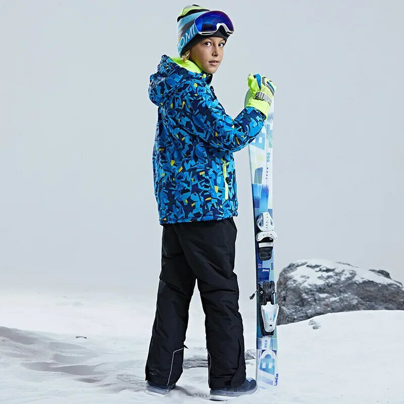 -30 ℃ setelan ski anak-anak lintas negara 100-160cm 5 6 7 8 9 10 11 12 13 14 15 tahun anak laki-laki perempuan Off road hangat tahan air