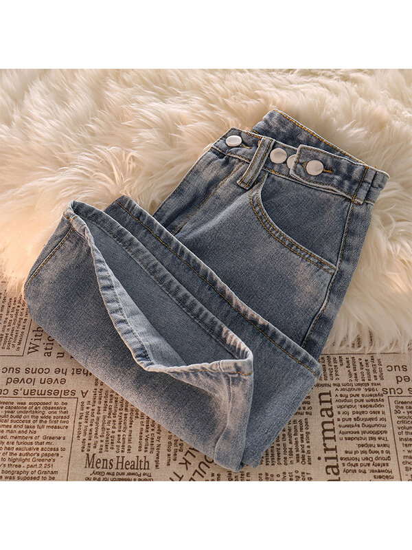 Short en jean bleu vintage pour femme, taille haute, longueur au genou large, style coréen Harajuku, jean décontracté, pantalon court, été