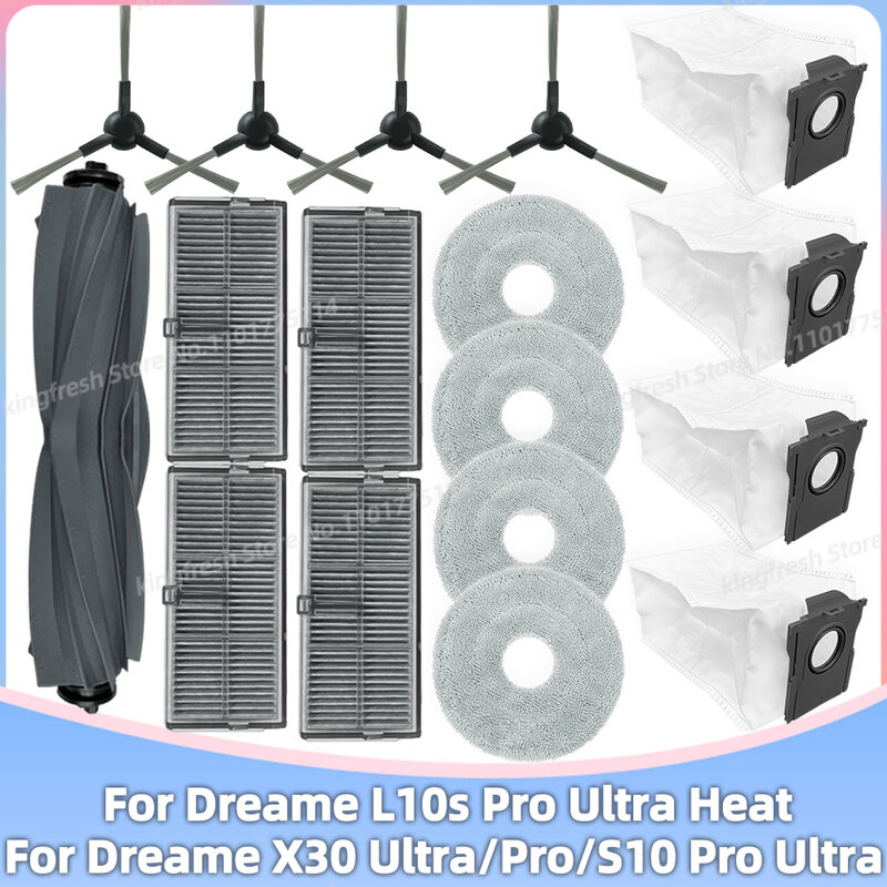 Fit For Dreame L10s Pro Ultra Heat, Dreame Bot X30 Ultra /X30 Pro, S10 Pro Ultra Parts Roller Side Brush Filter Mop Dust Bag Box