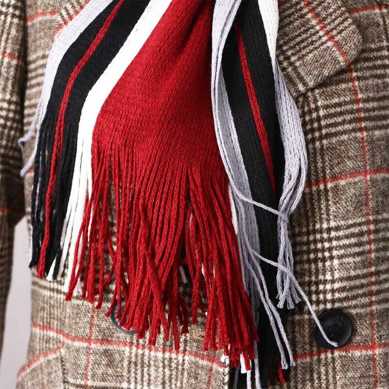 Écharpe en tricot à franges avec glands, foulards d'affaires, foulard rayé, silencieux chaud, hiver