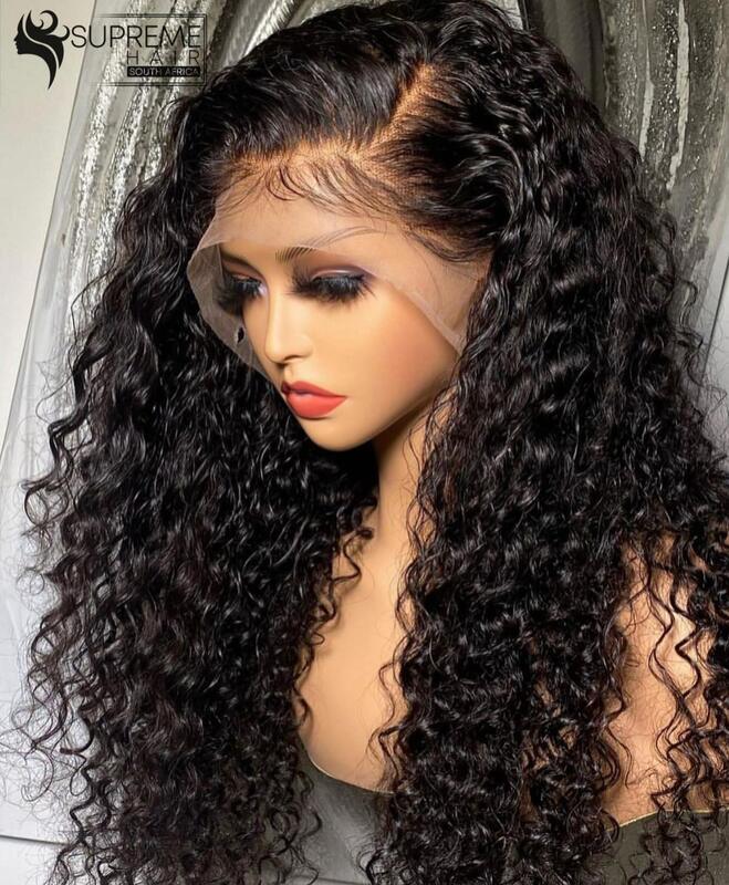 Peluca de cabello humano rizado con ondas profundas para mujer, postizo de encaje Frontal de 30 y 40 pulgadas, pelo Remy brasileño predespuntado, 250 de densidad