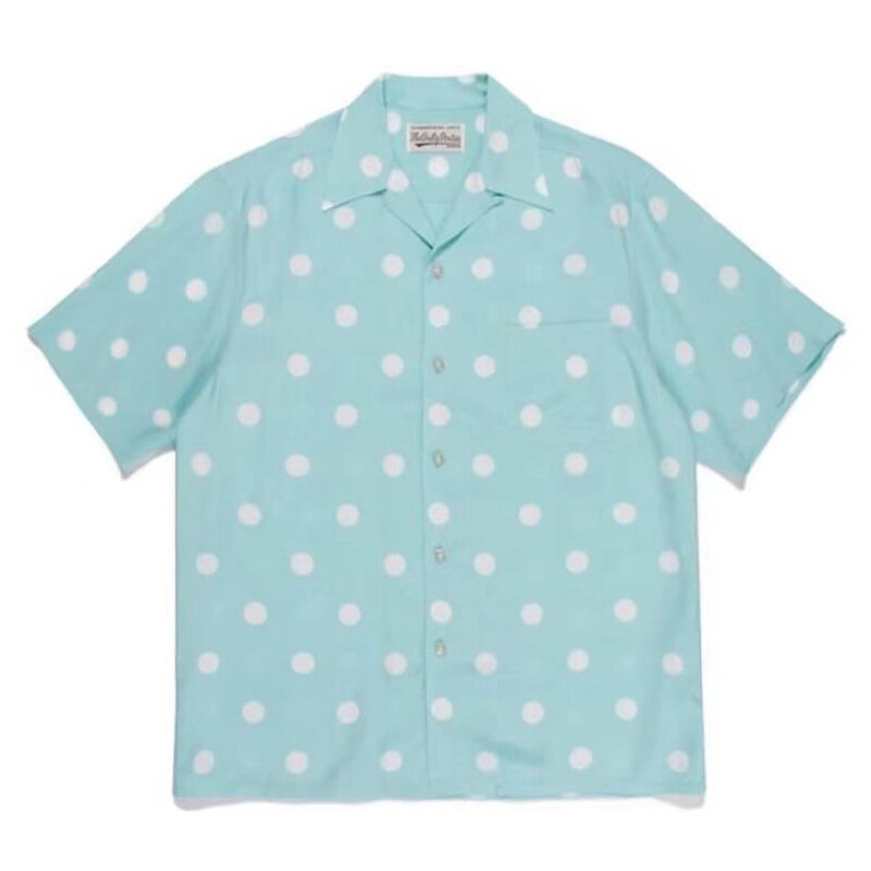 WACKO MARIA-Camisa de manga corta con estampado de puntos multicolor para hombre y mujer, Top informal Hawaiano de la mejor calidad para verano
