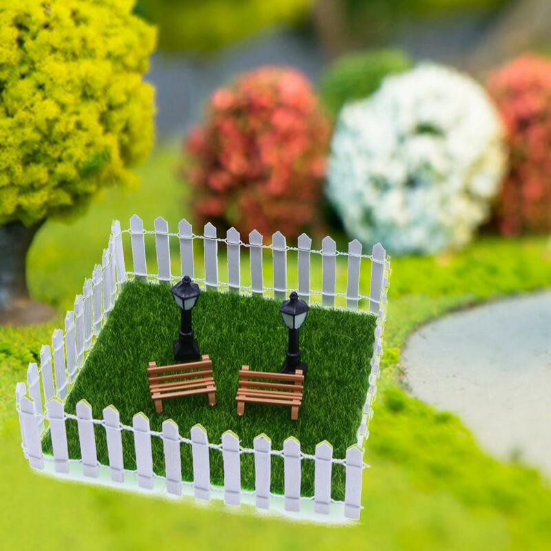 인형의 집 정원 액세서리, 매력적인 미니어처 정원 장식, 인공 잔디 가구 울타리, 어린이 및 성인용 미니 가로등