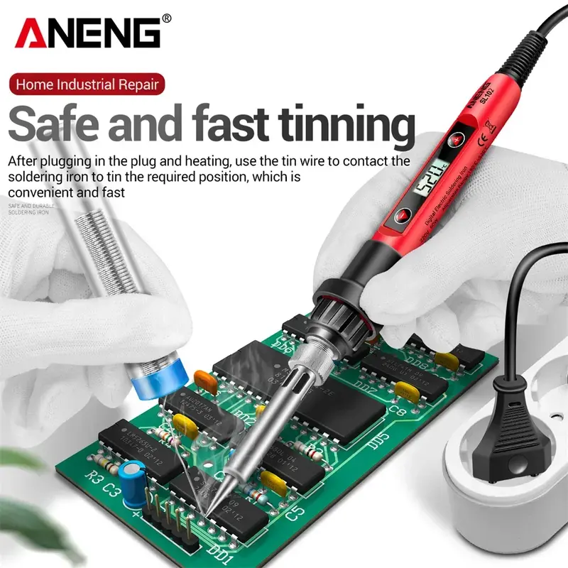 ANENG SL102 Electric Soldering Iron US/EU Plug Adjustable Temperature 220V Professional Welding Tool Portable Electrocautery