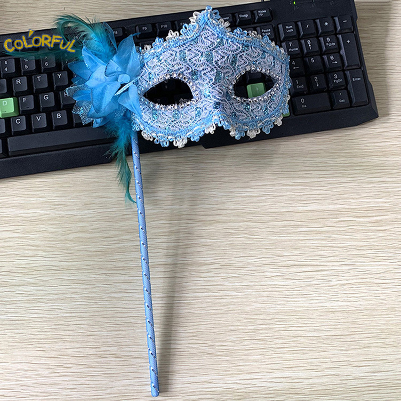 Máscara de mano de flores para mujer, máscaras de mascarada de princesa veneciana en un palo, decoración de vestido de fiesta de baile