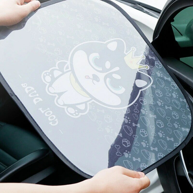 2Pcs Car Window Shades for Rear and Side Window Car Heat Shield Protect Baby Window Shade Cartoon Foldable Car Sun Shades