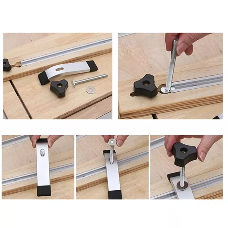 T-slot Slide T-Slot Track, liga de alumínio, Acessórios de carpintaria para trabalhar madeira, Ferramentas de gabarito, 300-600mm, 1 pc