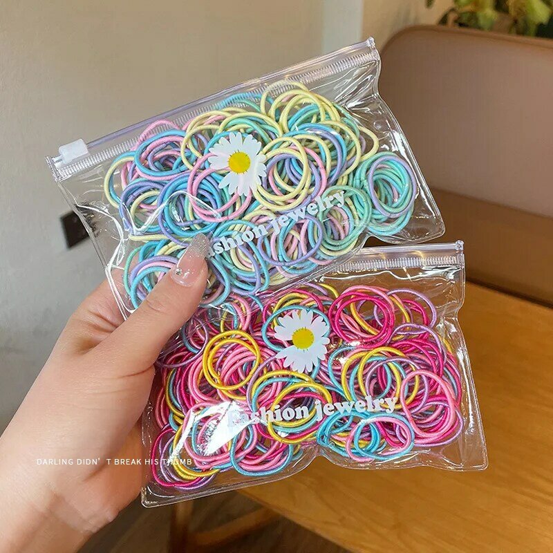 100Pcs/lot Elastic Nylon Rubber Band for Kids Colorful Hairband Hair Accessories Child Hair Ring Head Rope Scrunchies Wholesale