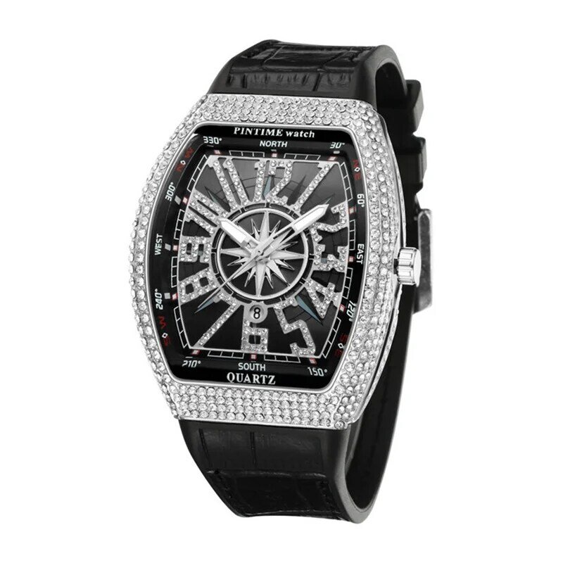 Top ยี่ห้อ Luxury นาฬิกาผู้ชาย Classic Tonneau กรณีปฏิทินควอตซ์นาฬิกาสำหรับชายนาฬิกา Hombre Relogio Masculino Drop Shipping