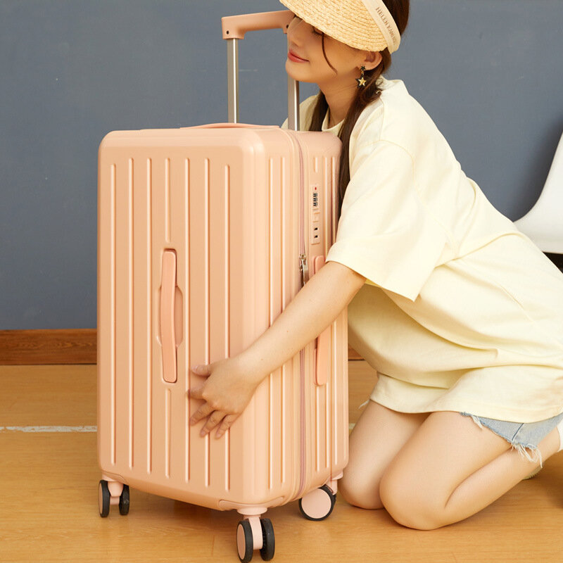 Красивый чемодан PLUENLI для женщин, большая вместимость, на колесиках, для студентов колледжа, новый сухий чемодан, беззвучный пароль, универсальное колесо