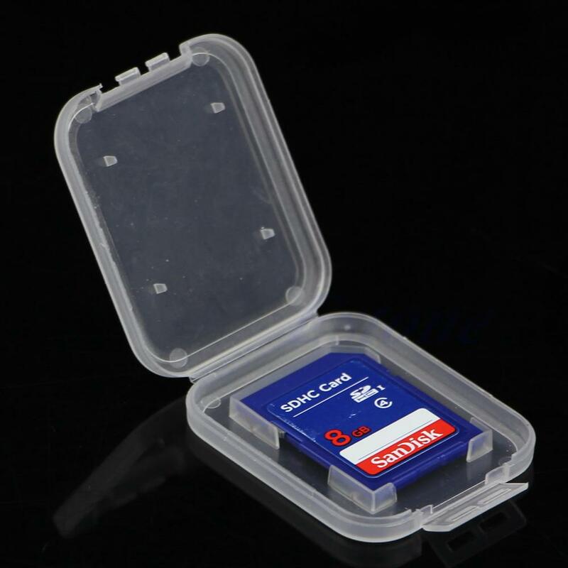 Cartão grosso único, pequena caixa branca, câmera sdhc, cartão memória, cartão plástico, pequena caixa transparente