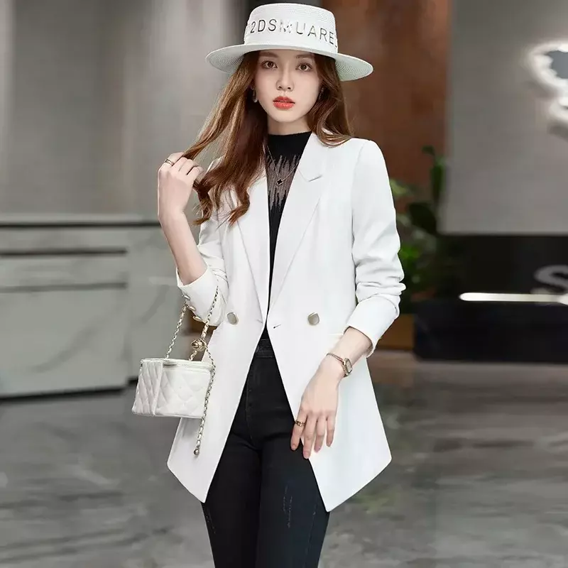 New White albicocca Black Women Formal Blazer Ladies manica lunga monopetto giacca cappotto autunno donna giacche a vento capispalla