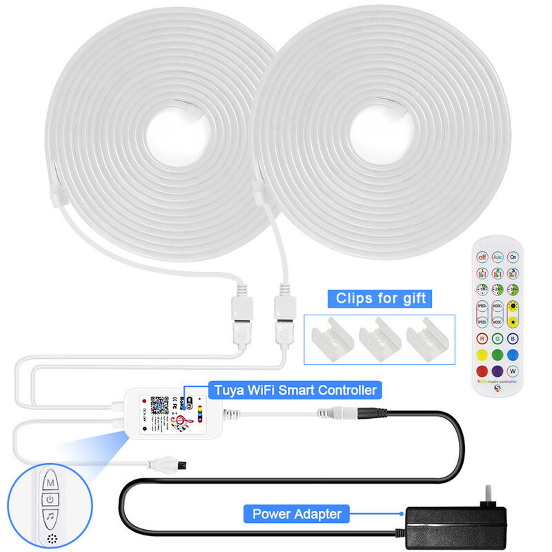 Tuya Smart Led Verlichting Rgb Flexibele Neon Strip 12V Dimbare Wifi / Bluetooth Controller/Ir Afstandsbediening Voor room Decor Alexa