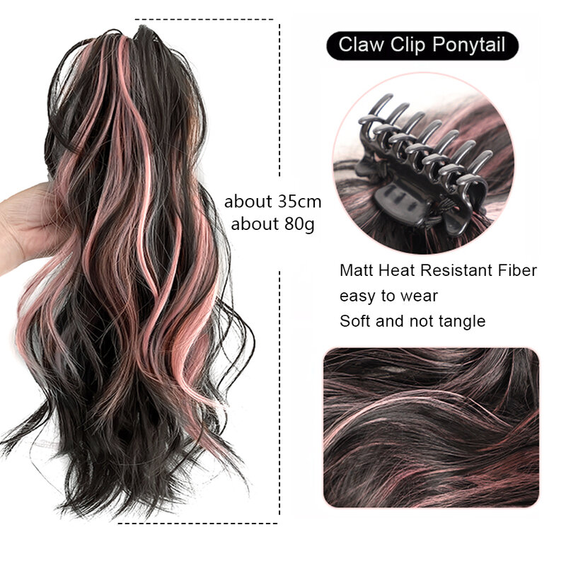 Synthetic Wavy Ponytail Extension Hairpiece Short Curly Claw Clip Ponytail For Women Heat Resistant Pony Tail Clip Fake Hair