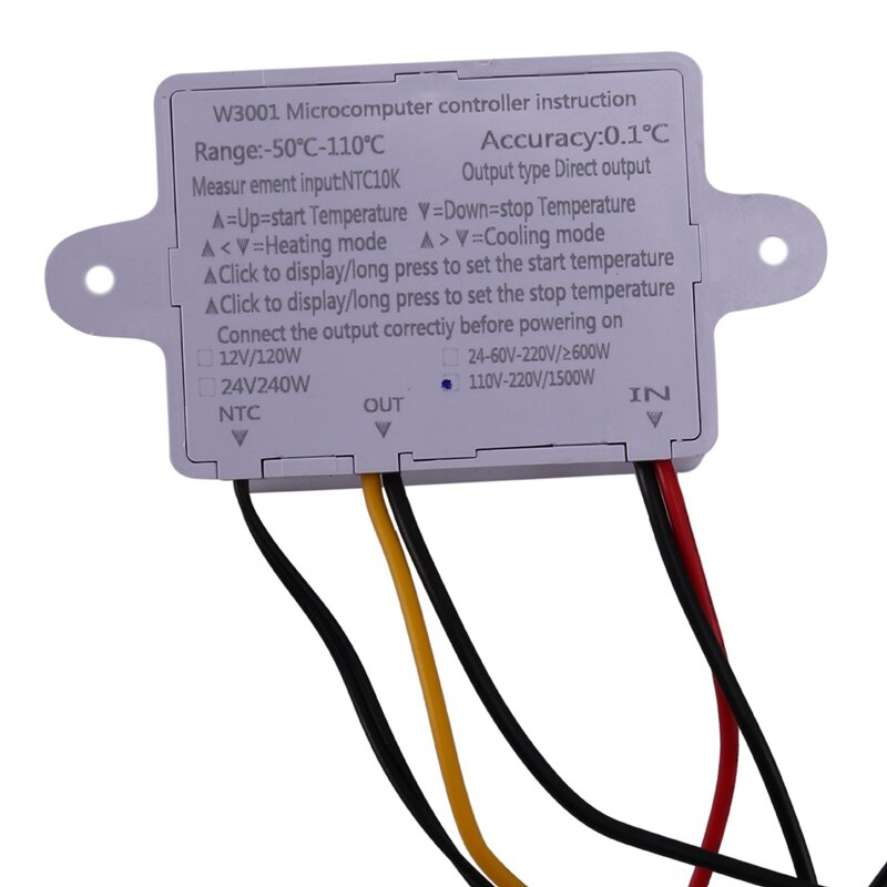 2X 10A AC110-220V regolatore di temperatura digitale XH-W3001 per incubatore raffreddamento interruttore di riscaldamento termostato sensore NTC