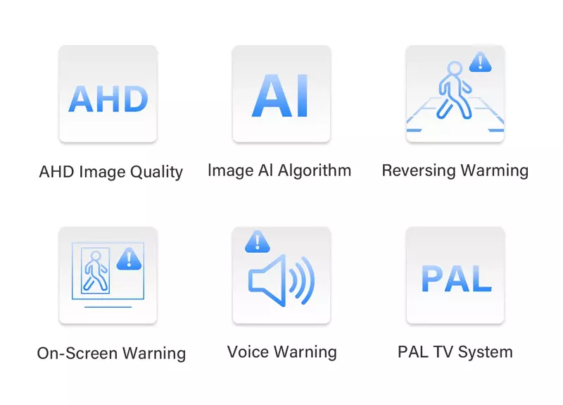 調整可能なブラケット付きリアビューカメラ、150 ° ahd、1080p、パーキング補助、ペチュラフィック付き自動、車両検出、警告