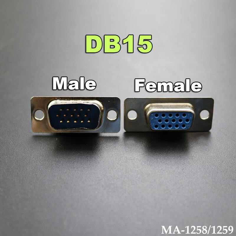Conector soldado azul DB9 DB15 con agujero/Pin hembra/macho, toma de puerto serie RS232, adaptador de D-SUB DB de 9/15 pines