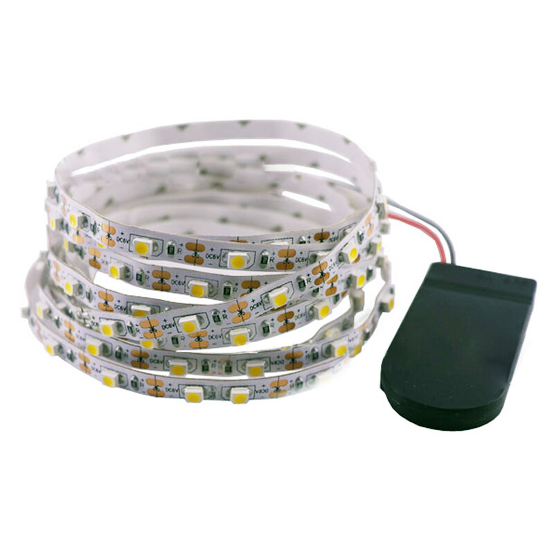 Bande lumineuse LED SMD flexible avec pile bouton, lampe à ruban, étanche, décoration d'intérieur, 8mm, PCB, 2835 m, 1m, 2m, 62,3 V, DC, 60LED, M, 0.5