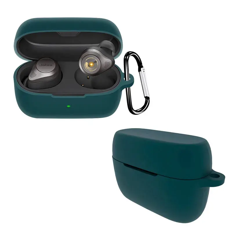 Juste de protection en silicone souple pour écouteurs, étui anti-poussière pour écouteurs Bluetooth sans fil avec mousqueton, manchon pour Jabra Elite 85T
