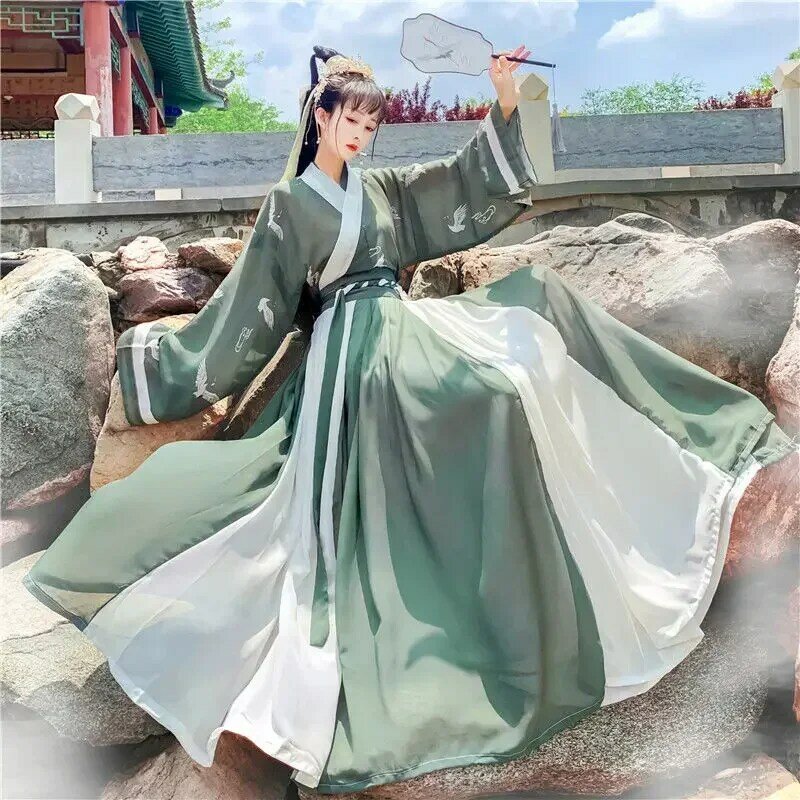 Vestido bordado tradicional hanfu feminino, estilo chinês antigo, fantasia de palco, bela dança, roupas originais de princesa
