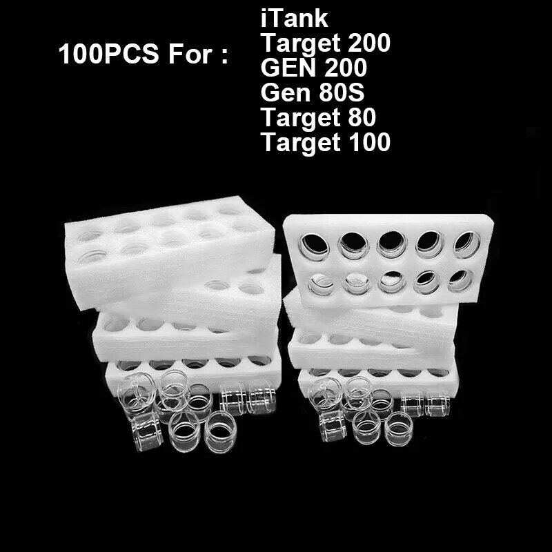 100PCS Bubble Glass Tube For iTank 8ML Target 200 GEN 200 Gen 80S Target 80 100 GEN X Replacement Glass Container Tank