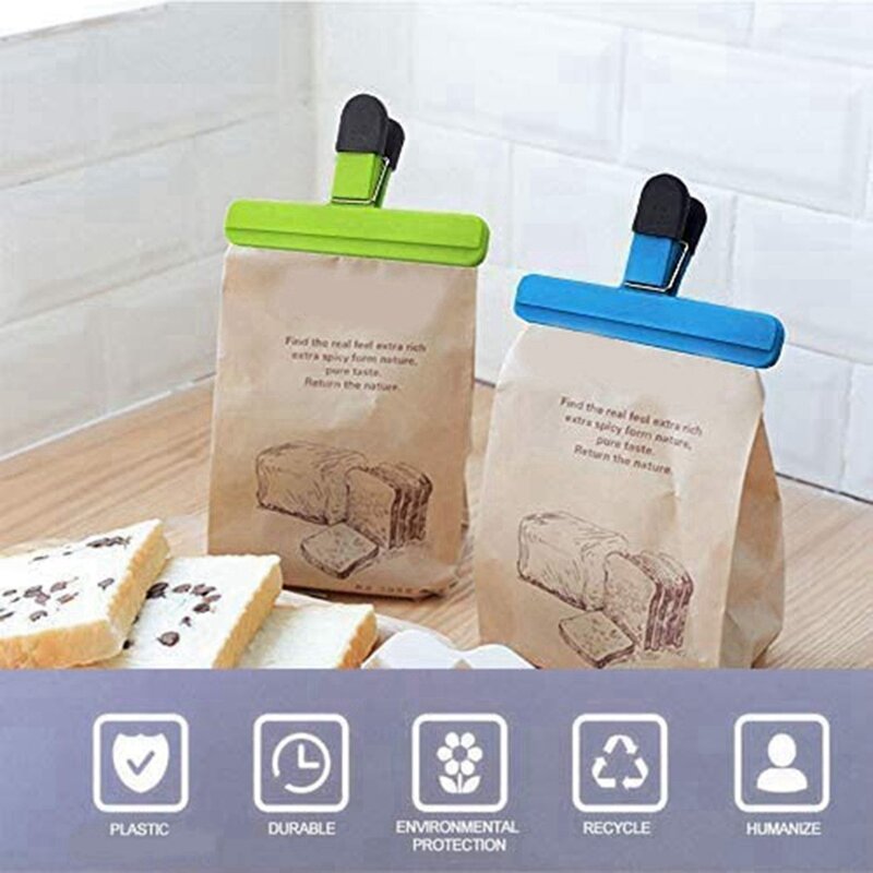 Grampo de alimentos plástico resistente hermético selo braçadeira de cozinha saco de alimentos braçadeira saco de café selo braçadeira