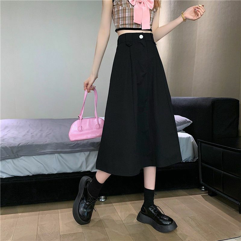 Falda de verano para mujer, falda de cintura alta, ajustada y versátil, línea A, paraguas, 2024